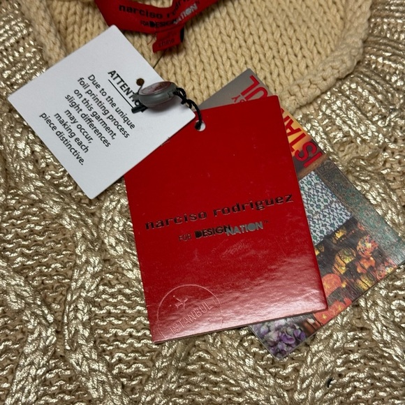 NWT Narciso Rodriguez Gold Beige Cotton Blend Cable Knit Sweater - Size Small - Picture 15 of 15